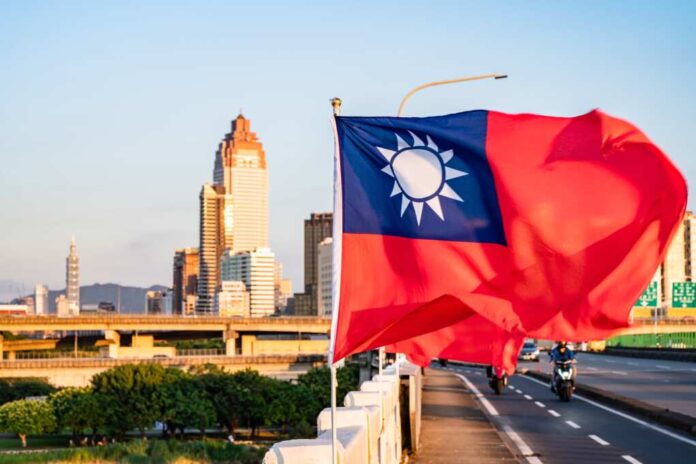 Taipei,,Taiwan,-,Oct,4,,2020:,Taiwan,Flag,Mockup,Fluttering