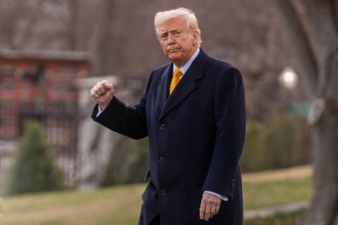 Us,President,Donald,Trump,Gestures,As,He,Departs,The,White