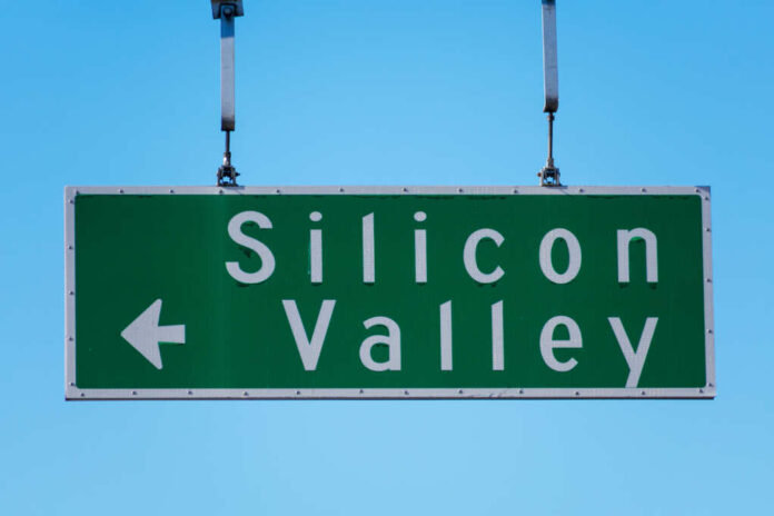 Silicon,Valley,Road,Sign,Under,Blue,Sky.