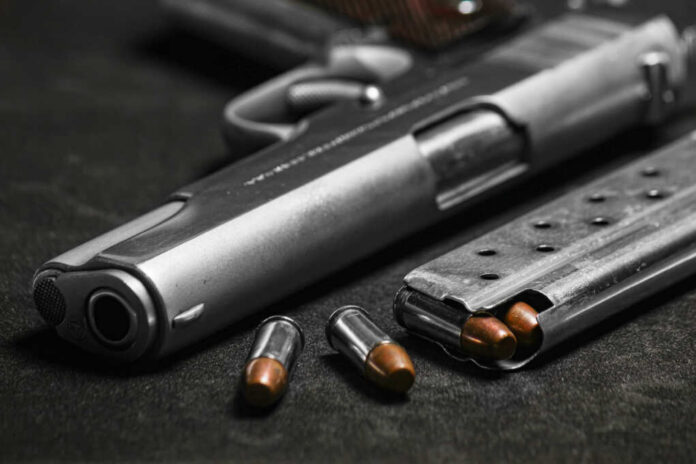 Automatic,White,Gun,Stainless,Steel,Pistol,Weapon,Model,M1911,With