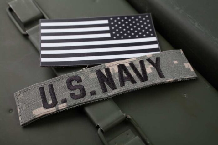 U.s.,Navy,Branch,Tape,With,National,Us,Flag,Patch,On