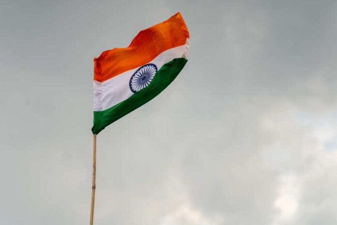 Indian,Tricolor,Flag,Against,Storm,Cloudy,Sky,Showing,National,Pride