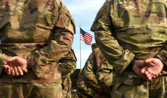 American,Soldiers,And,Flag,Of,Usa.,Us,Army.,Veteran,Day