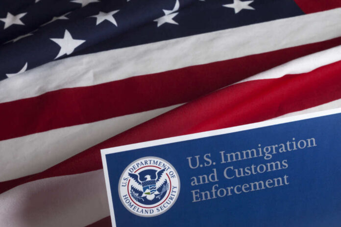 Us,Customs,And,Border,Enforcement,And,Usa,Flag