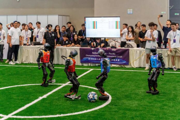 Chongqing,,China,-,Sep,,5th,2025:,Humanroid,Robots,Play,Foot