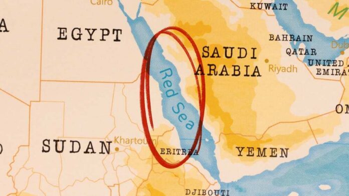 Map highlighting the Red Sea and surrounding countries