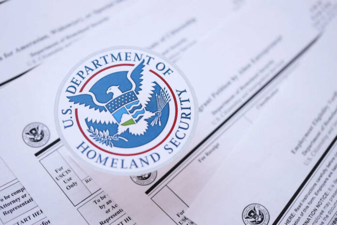 Close-up of U.S. Department of Homeland Security seal on official documents