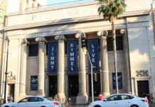 Facade of the Jimmy Kimmel Live theater with large banners
