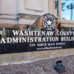 Sign for Washtenaw County Administration Building on North Main Street