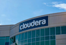 Exterior view of a corporate building with the Cloudera logo