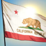 California state flag waving in the sunlight