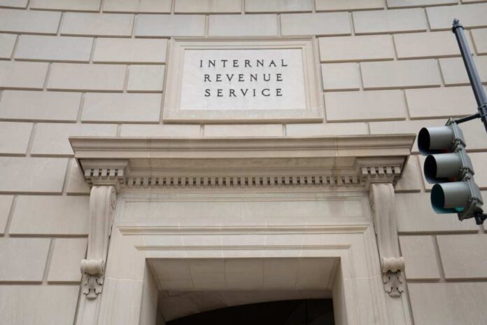 Washington,,Dc,,Usa,-,June,21,,2022:,The,Internal,Revenue Entrance of the Internal Revenue Service building with architectural details