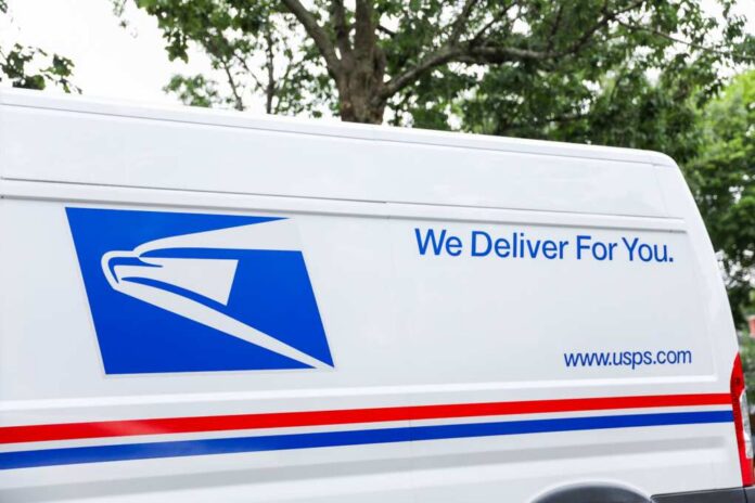 USPS delivery van with the slogan We Deliver For You.