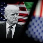 Trump’s Dramatic Iran U-Turn Shocks All Donald Trump in front of an American flag, displaying a serious expression