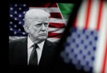 Trump’s Dramatic Iran U-Turn Shocks All Donald Trump in front of an American flag, displaying a serious expression
