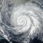 Life-Threatening Floods Slam Tokyo Satellite image of a hurricane swirling over the ocean