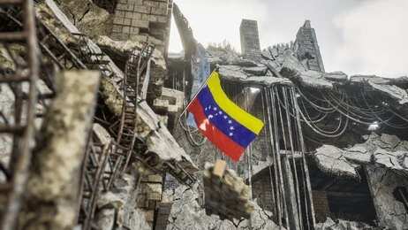 Rescue workers search a collapsed building site