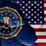 Truth Commission Targets Epstein Cover-Up FBI seal and American flag on cracked wall