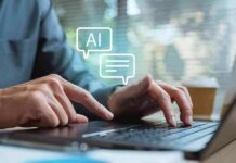 U.S. Terror Tag Hits Italian Coders Hands typing on a laptop with AI chat icons