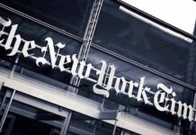 Florida Fund Drags NYT Into Court The New York Times sign on a glass building facade