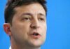 U.S. Peace Push Moves From Moscow Volodymyr Zelensky speaking in a close-up portrait against a blue background