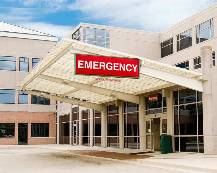Emergency room entrance at a modern hospital