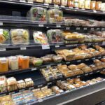 Grocery store refrigerated case with prepared foods