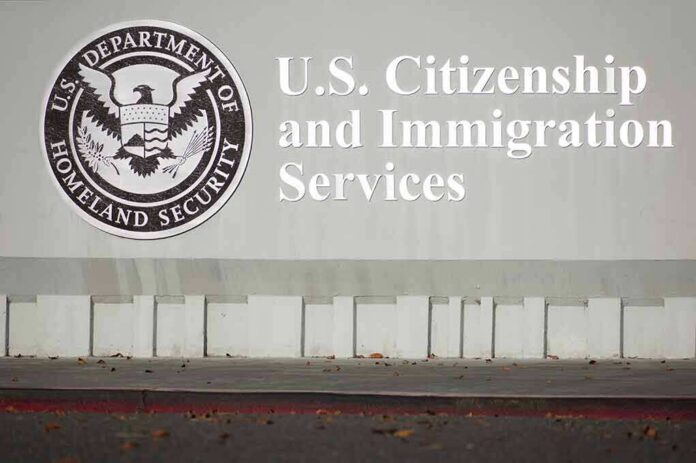 USCIS building sign with DHS seal