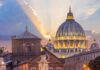 Vatican Reveals New Details About Pope St. Peter's Basilica dome at sunset with glowing sky